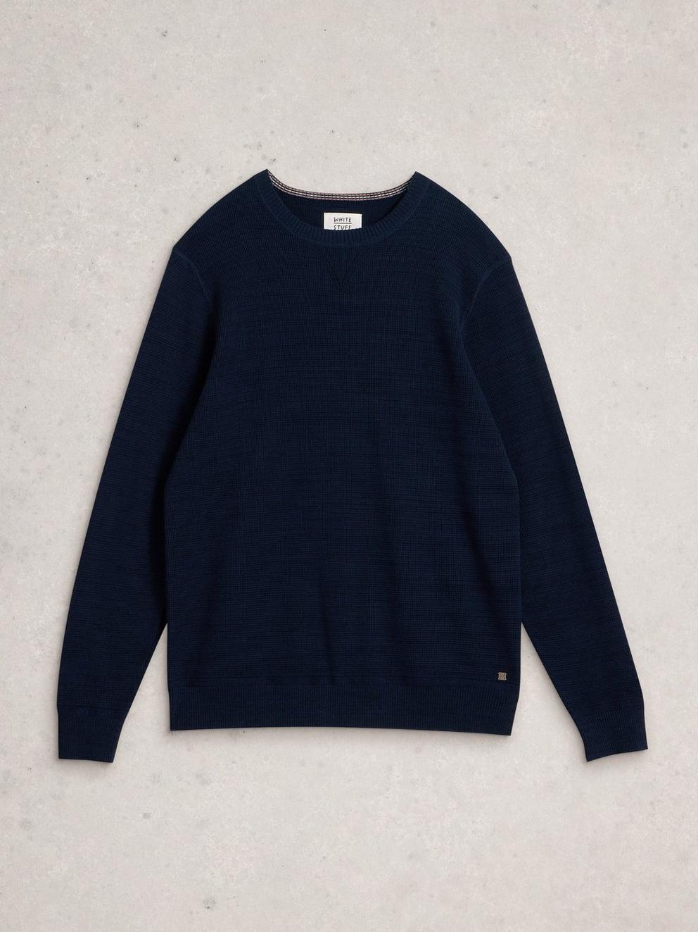 Attadale Long Sleeve Crew Neck Jumper in DARK NAVY - FLAT FRONT