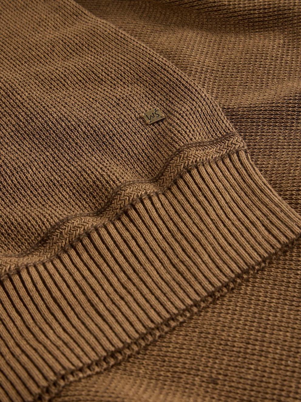 Attadale Long Sleeve Crew Neck Jumper in DK BROWN - FLAT DETAIL