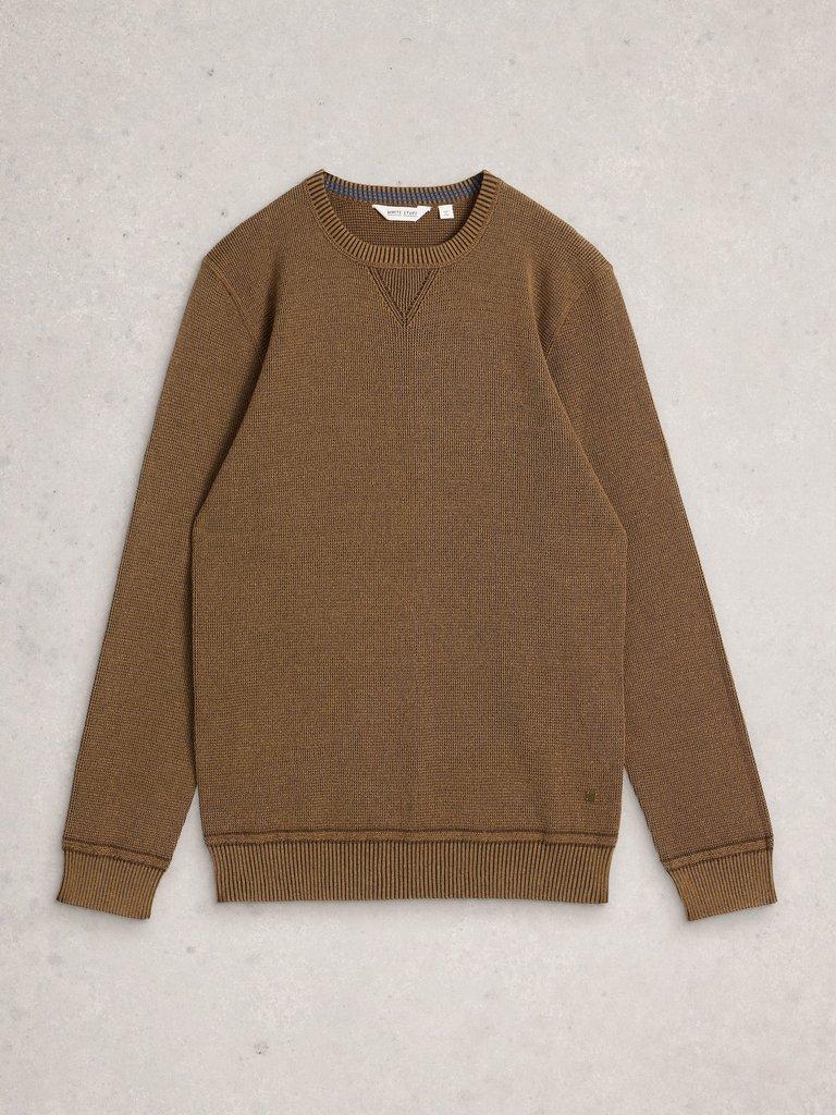 Attadale Long Sleeve Crew Neck Jumper in DK BROWN - FLAT FRONT