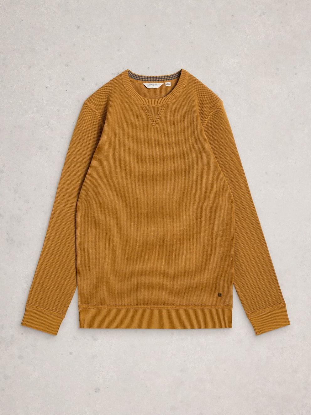 Attadale Long Sleeve Crew Neck Jumper in DUS YELLOW - FLAT FRONT