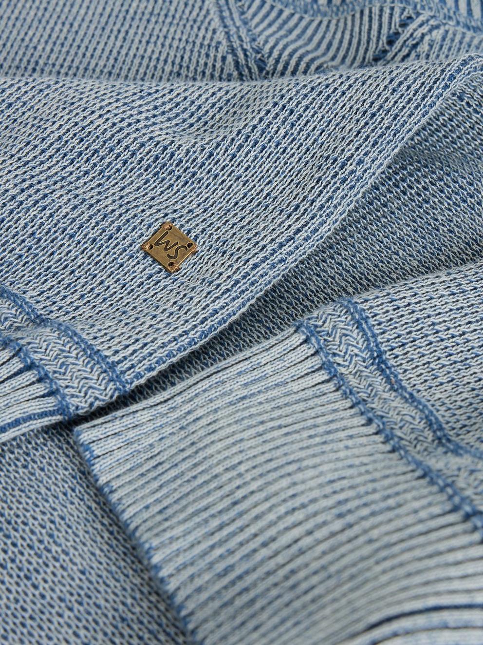 Attadale Long Sleeve Crew Neck Jumper in MID BLUE - FLAT DETAIL