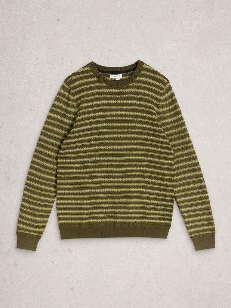 Attadale Crew Neck Stripe in GREEN MLT - FLAT FRONT