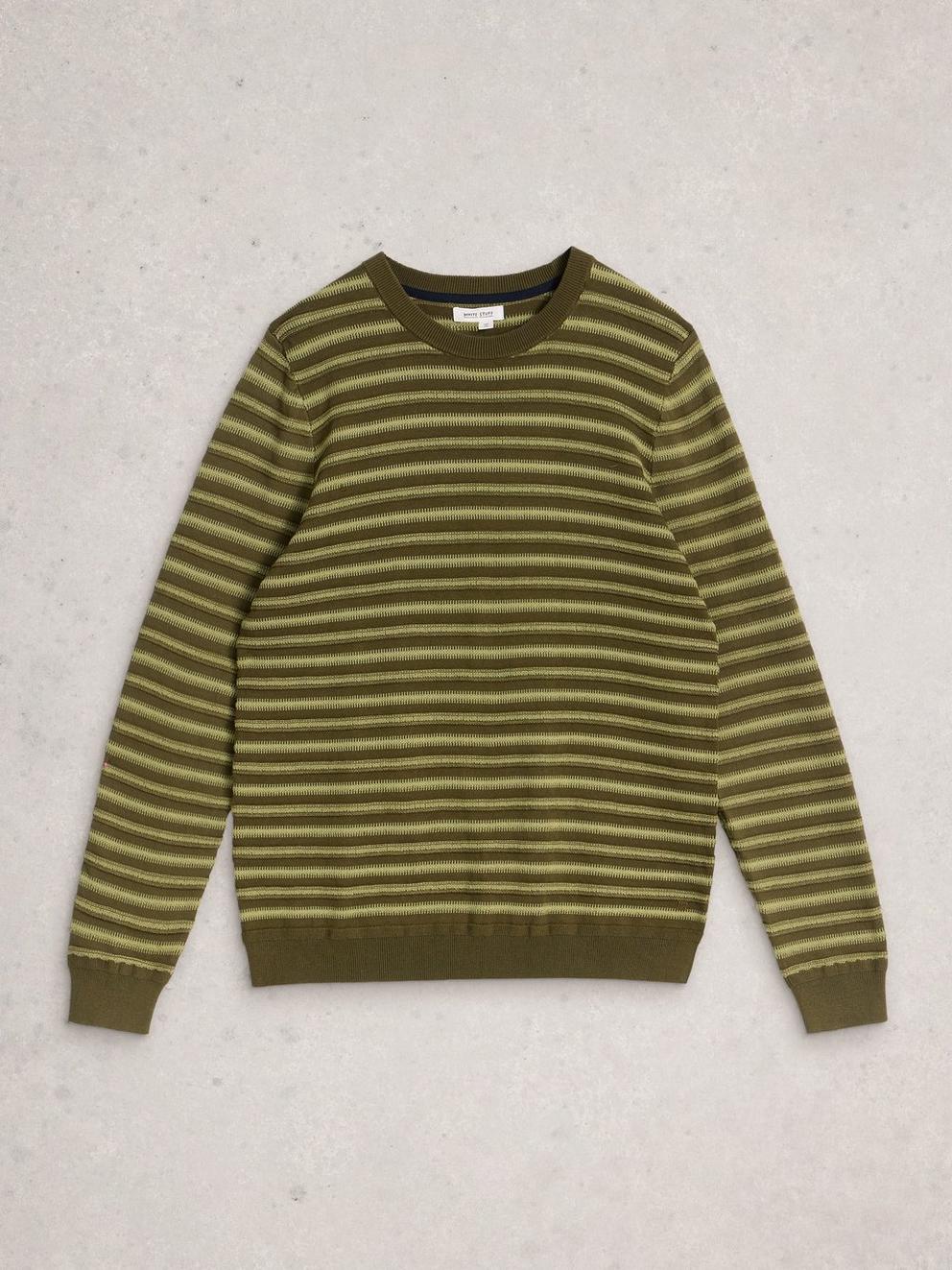 Attadale Crew Neck Stripe in GREEN MLT - FLAT FRONT