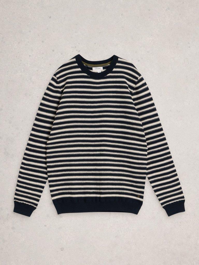 Attadale Crew Neck Stripe in NAVY MULTI - FLAT FRONT