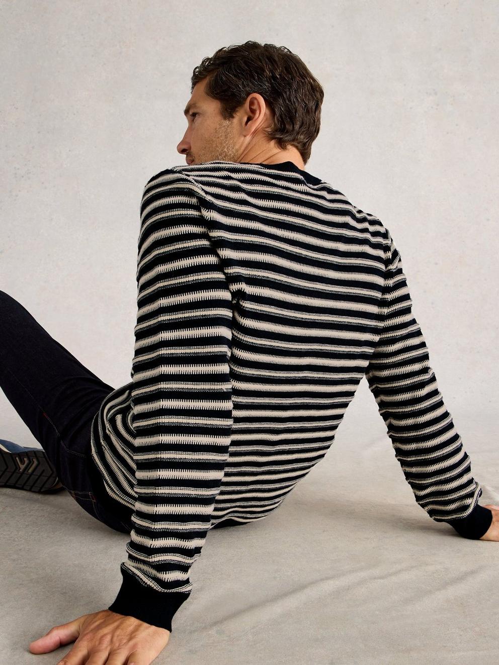 Attadale Crew Neck Stripe in NAVY MULTI - LIFESTYLE