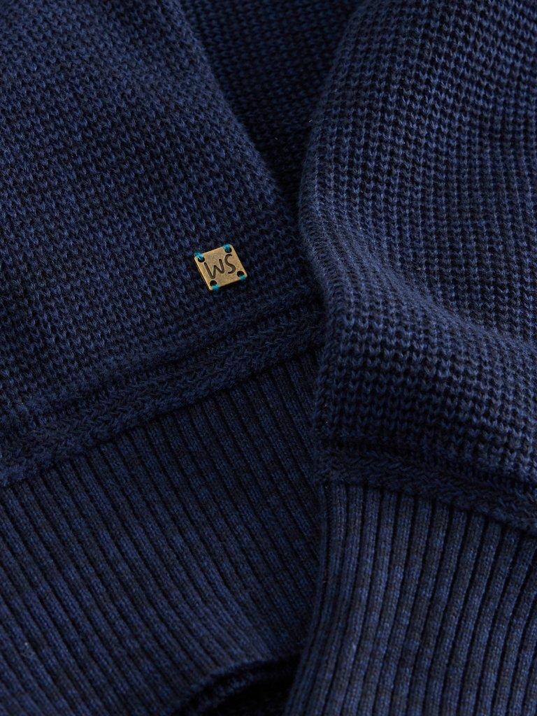 Mens Attadale Funnel Neck Jumper in DARK NAVY - FLAT DETAIL