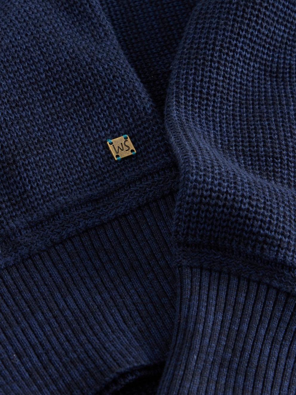 Mens Attadale Funnel Neck Jumper in DARK NAVY - FLAT DETAIL