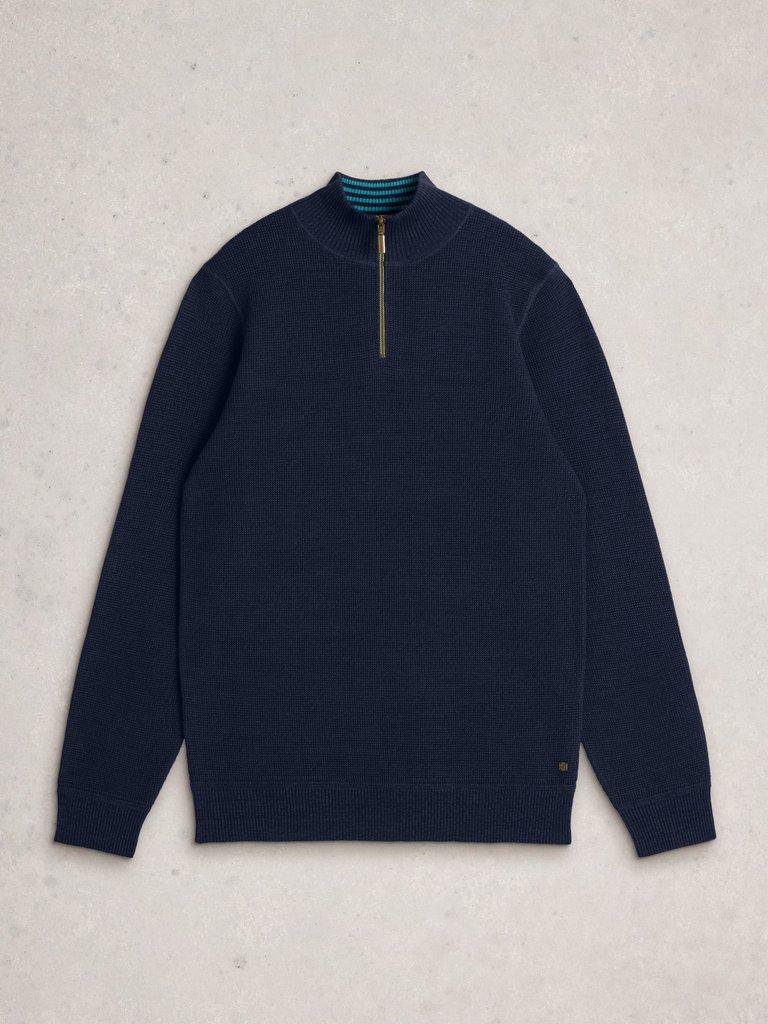 Mens Attadale Funnel Neck Jumper in DARK NAVY - FLAT FRONT