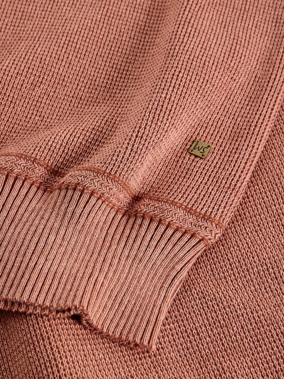 Mens Attadale Funnel Neck Jumper in DK PINK - FLAT DETAIL