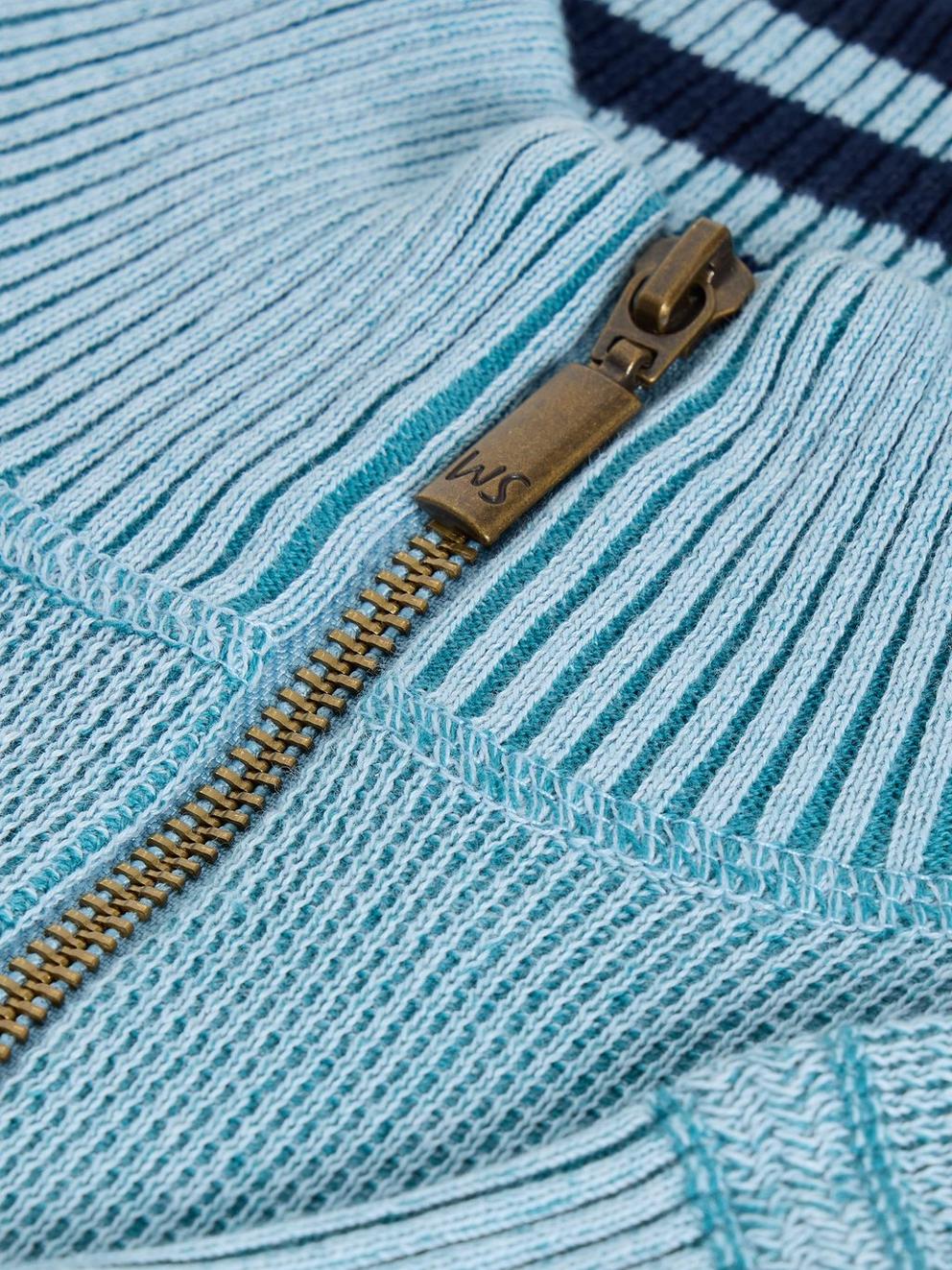 Mens Attadale Funnel Neck Jumper in LGT BLUE - FLAT DETAIL