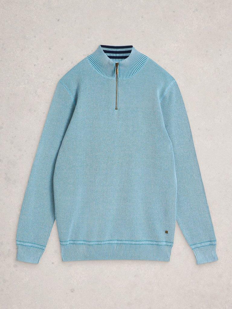 Mens Attadale Funnel Neck Jumper in LGT BLUE - FLAT FRONT