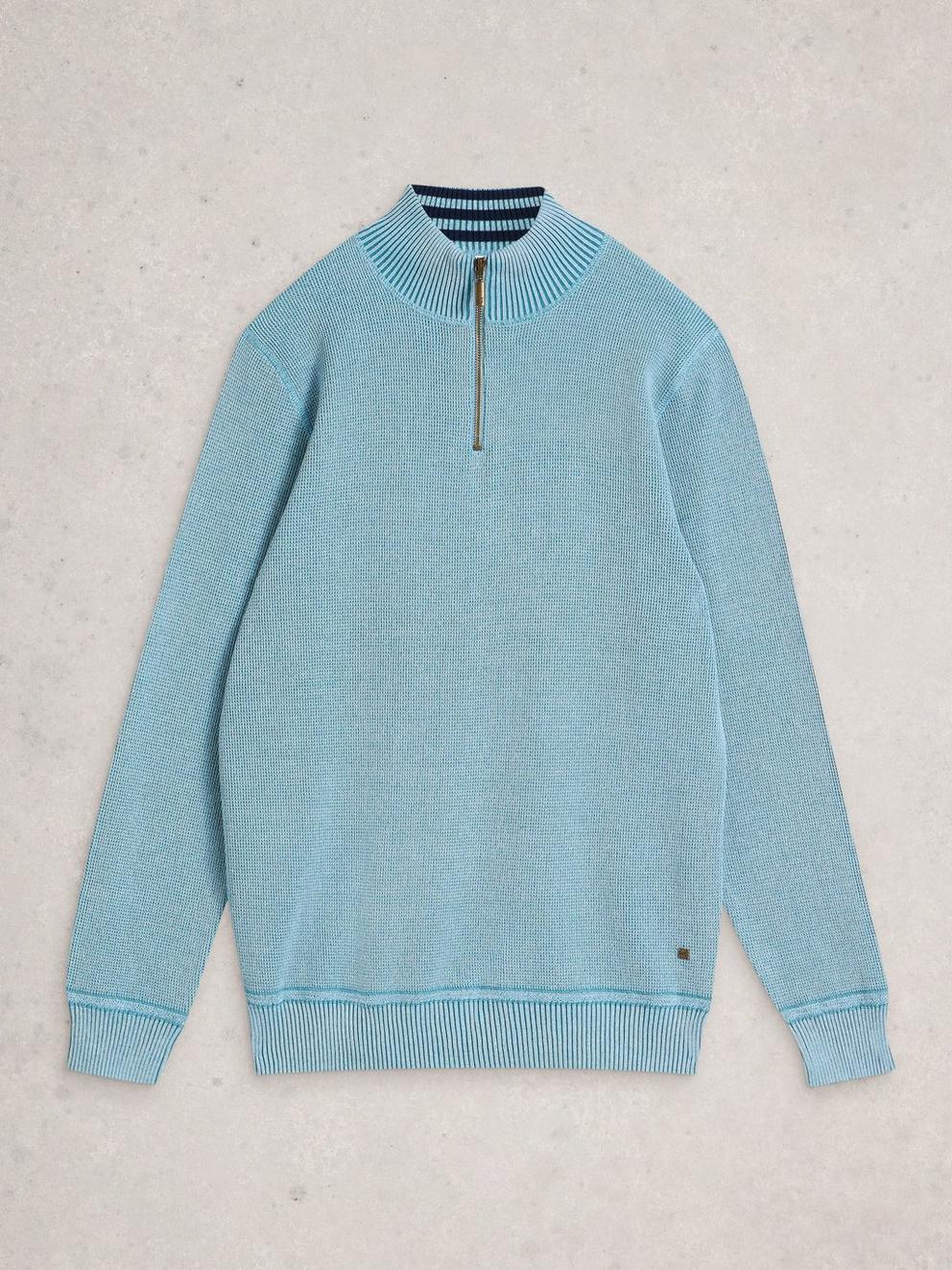 Mens Attadale Funnel Neck Jumper in LGT BLUE - FLAT FRONT