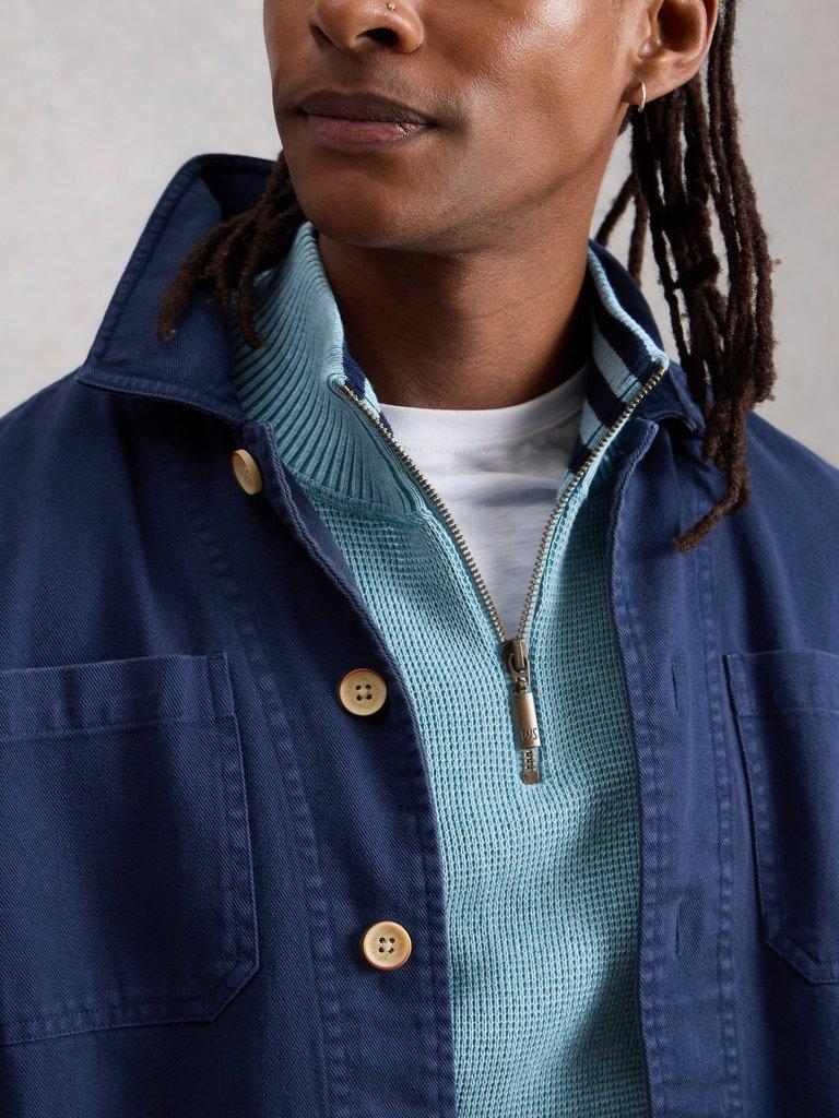 Mens Attadale Funnel Neck Jumper in LGT BLUE - LIFESTYLE