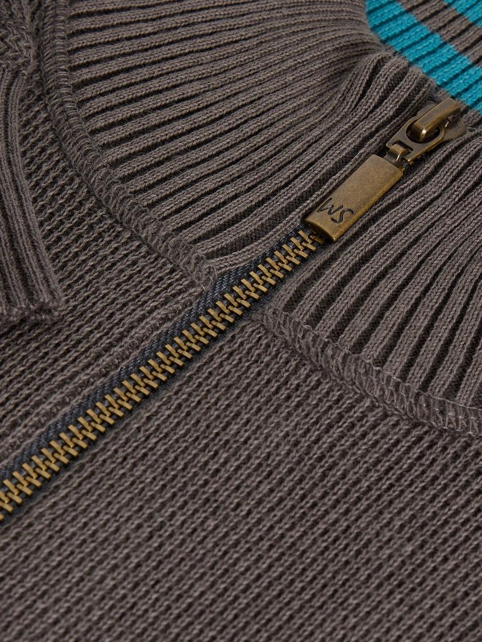 Mens Attadale Funnel Neck Jumper in WASHED BLK - FLAT DETAIL