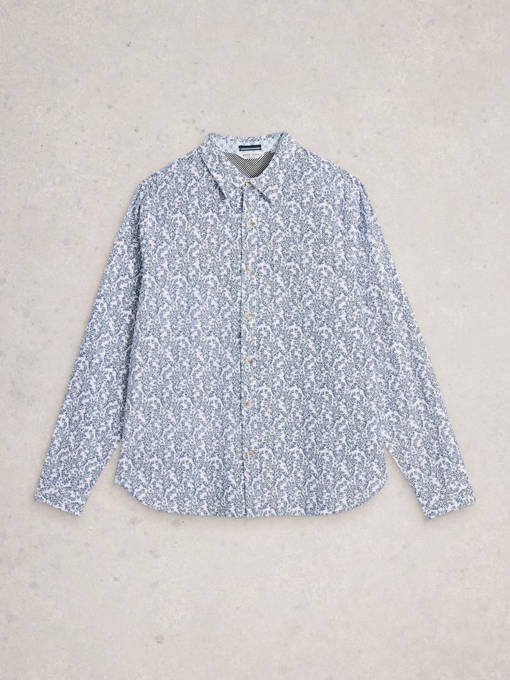 Finsbury Vine Printed Shirt in WHITE PR - FLAT FRONT