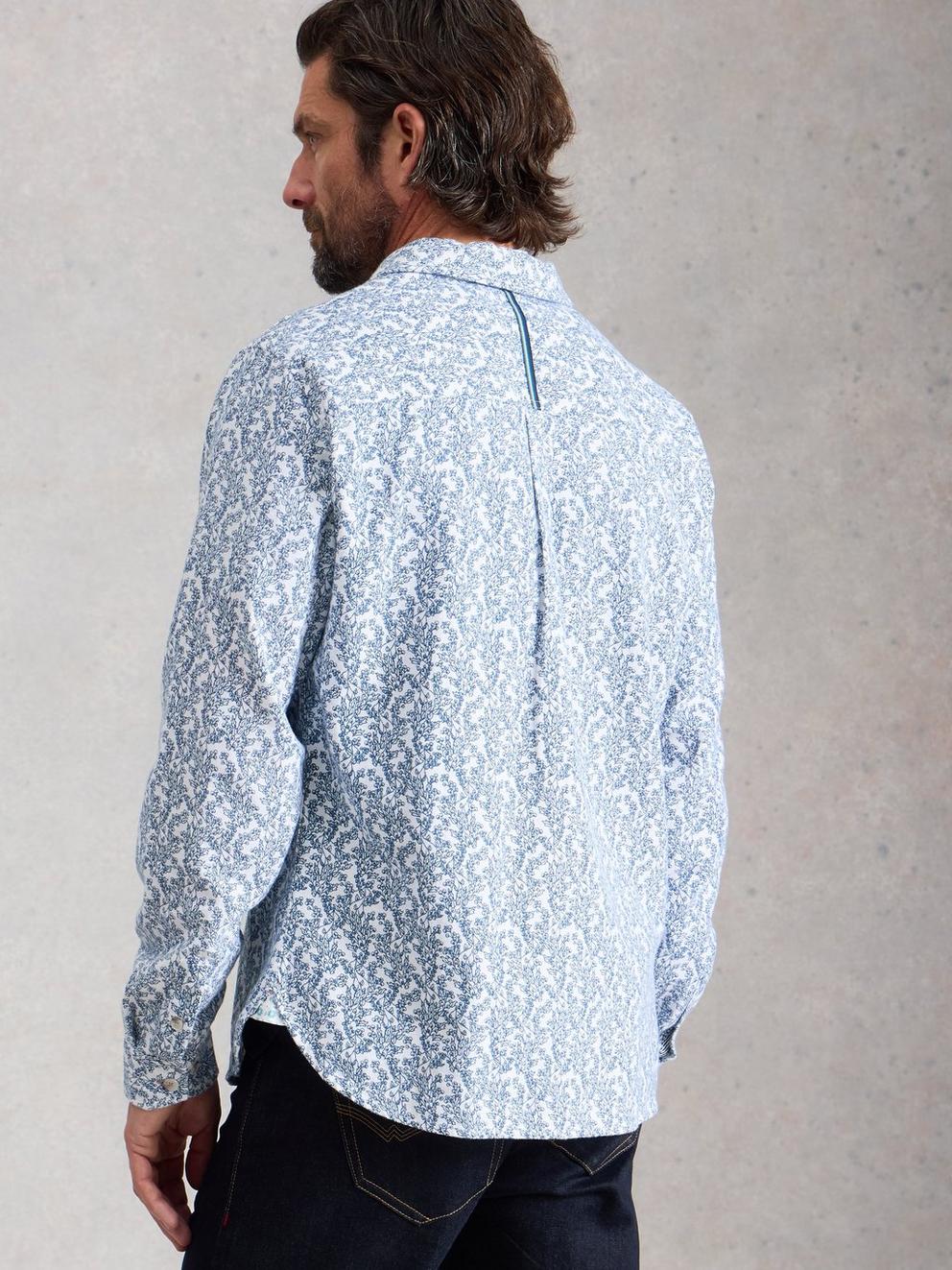 Finsbury Vine Printed Shirt in WHITE PR - MODEL BACK