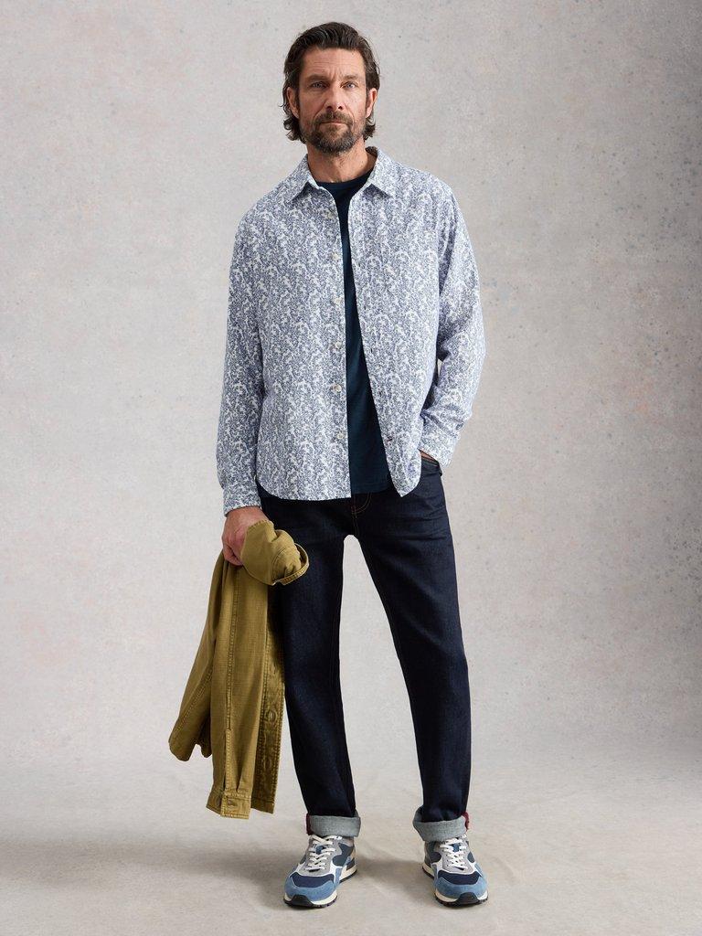Finsbury Vine Printed Shirt in WHITE PR - MODEL FRONT