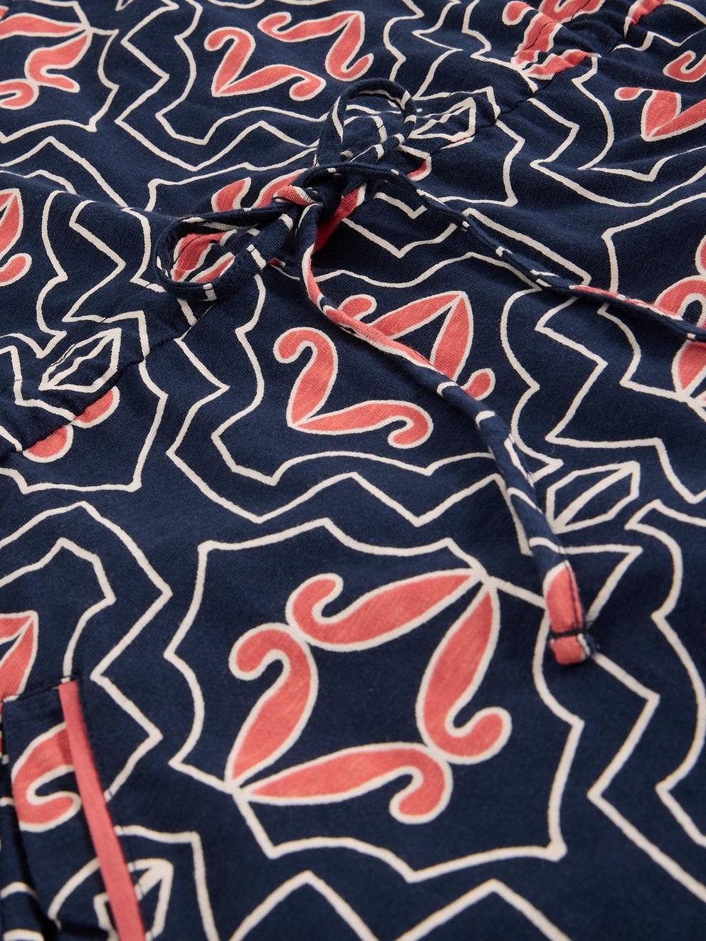 Womens Heidi Jersey Dress in NAVY MULTI - FLAT DETAIL