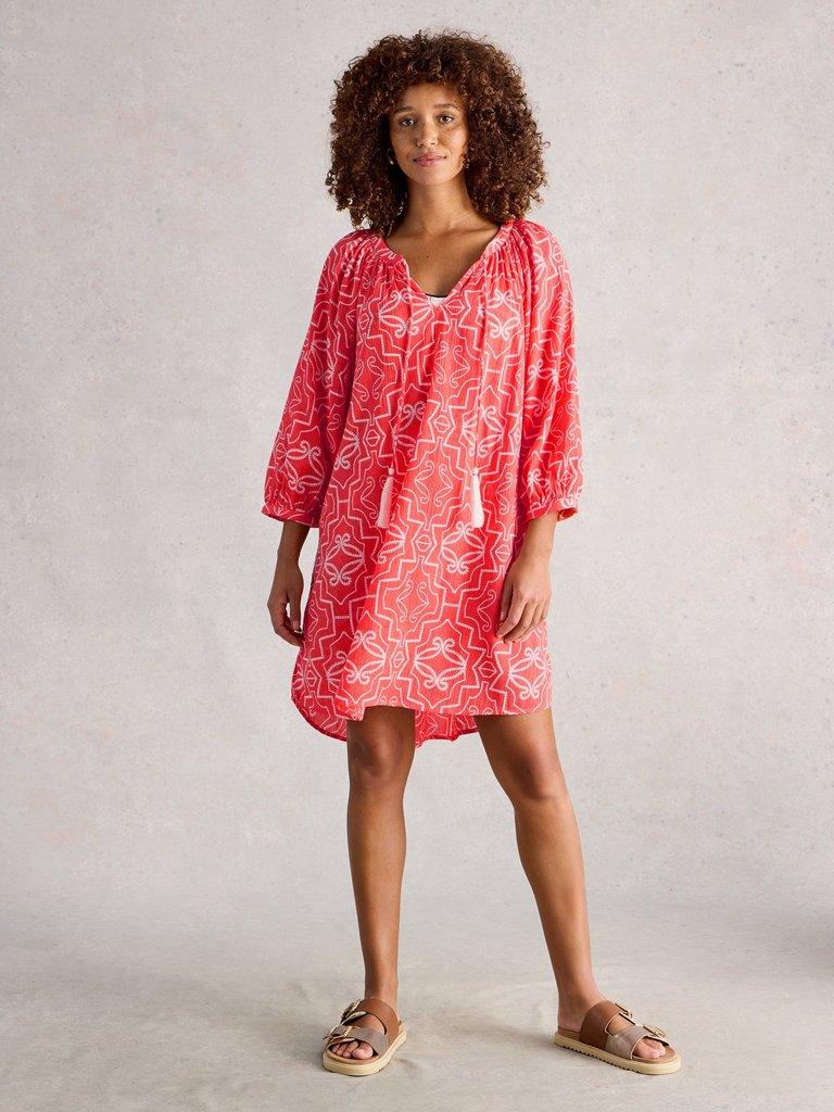 Lottie Beach Cover Up in CORAL PR - MODEL FRONT