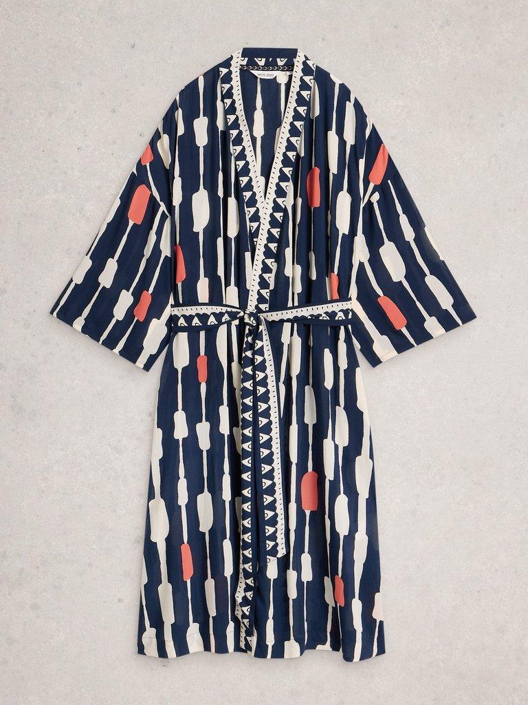 Poppy Cover Up Kimono in NAVY MULTI - FLAT FRONT