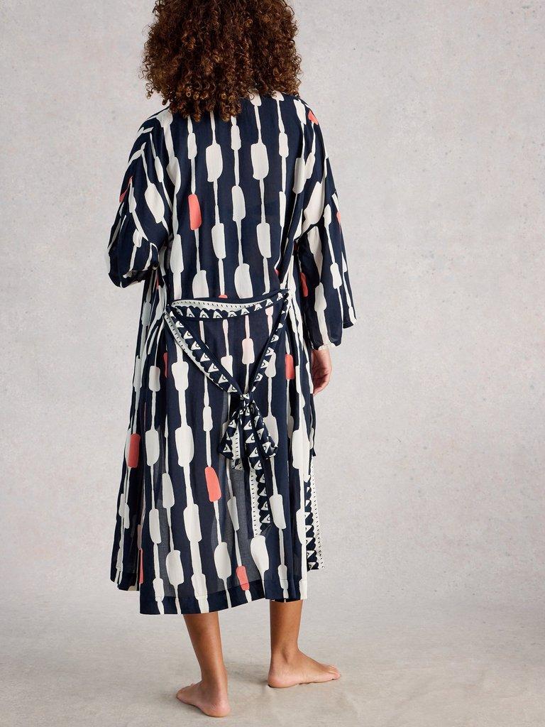 Poppy Cover Up Kimono in NAVY MULTI - MODEL BACK