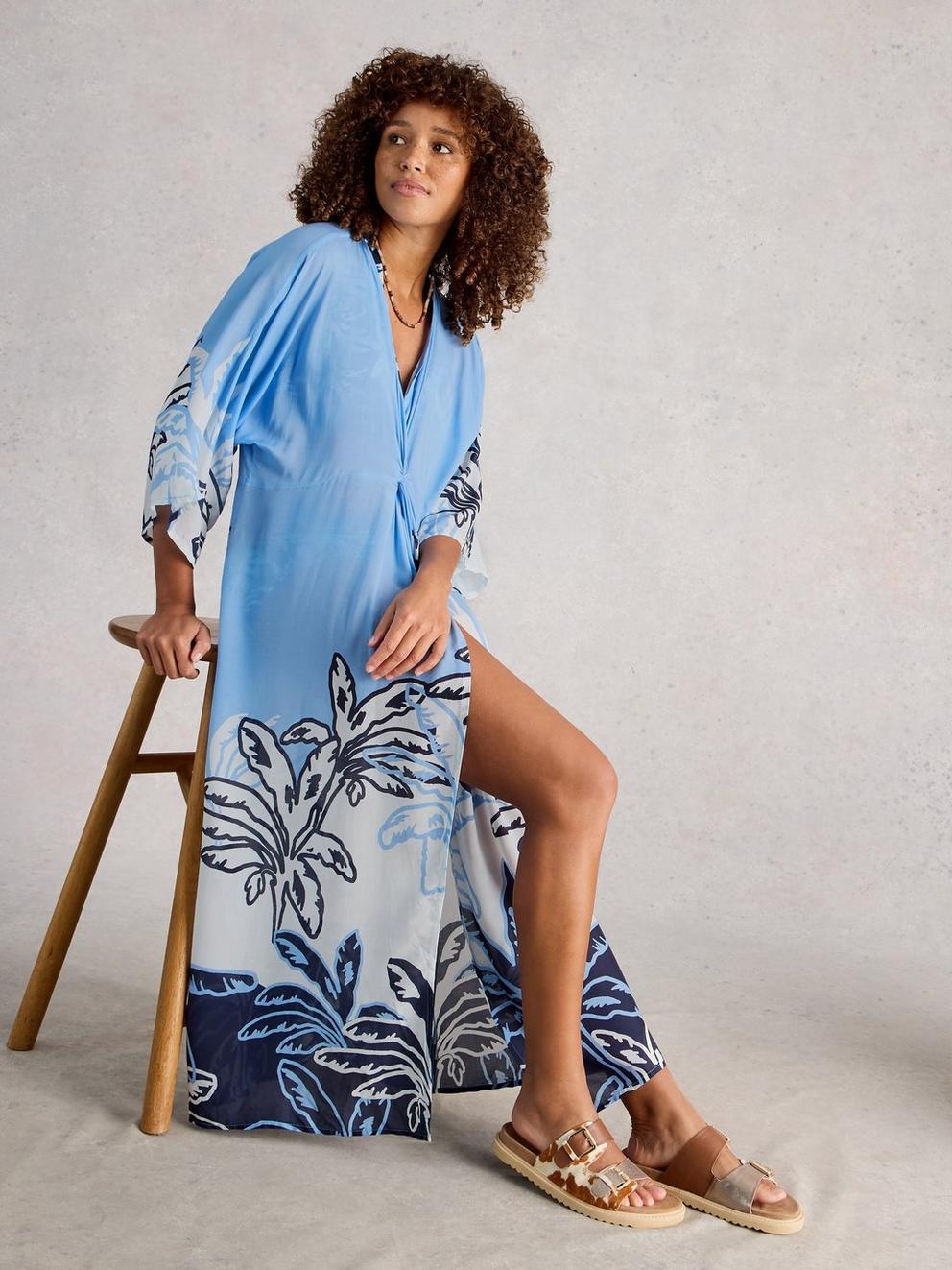 Cleo Cover Up Kimono in BLUE MLT - LIFESTYLE