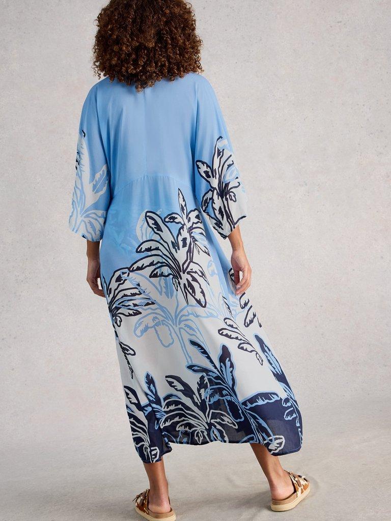 Cleo Cover Up Kimono in BLUE MLT - MODEL BACK