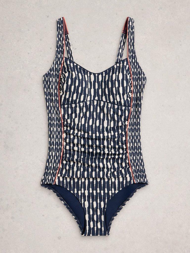 Womens Splash Control Swimsuit in NAVY MULTI - FLAT FRONT