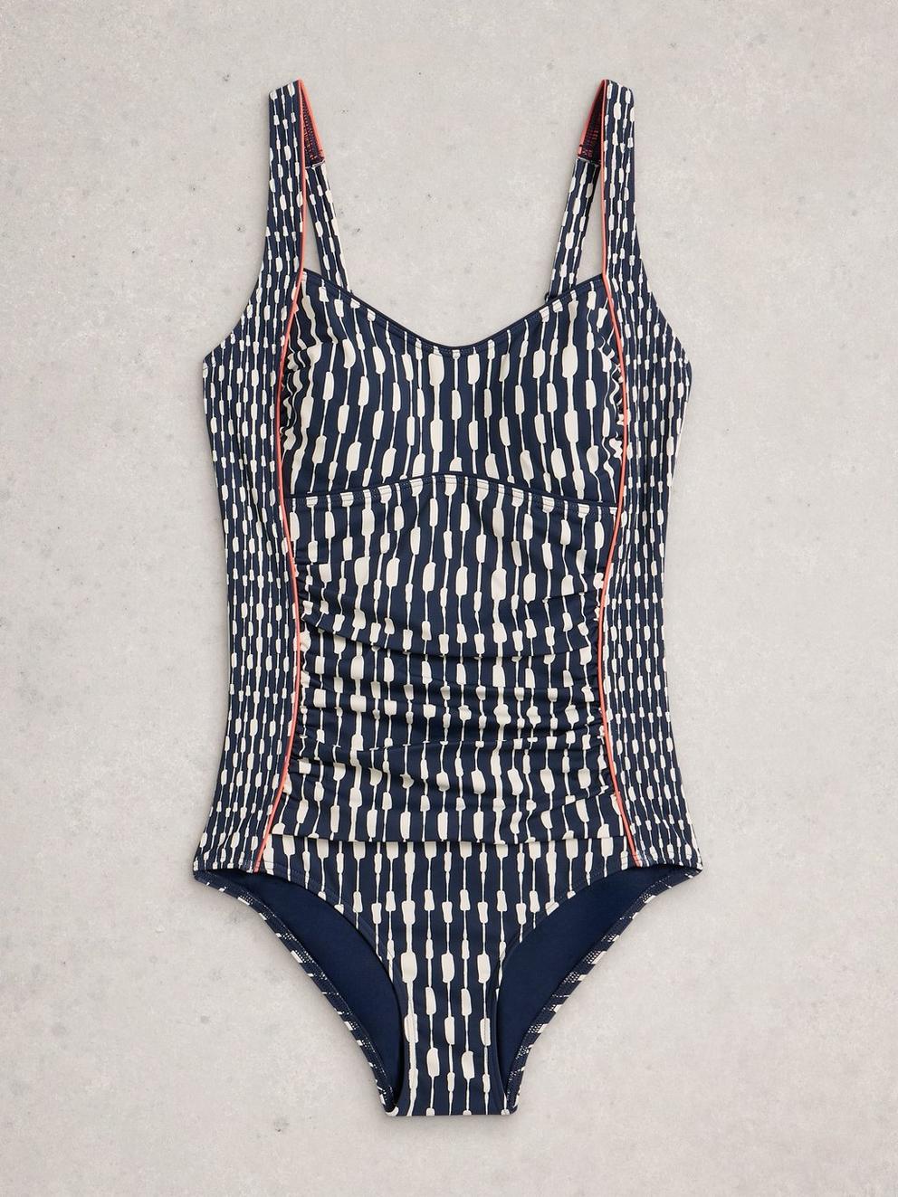 Womens Splash Control Swimsuit in NAVY MULTI - FLAT FRONT
