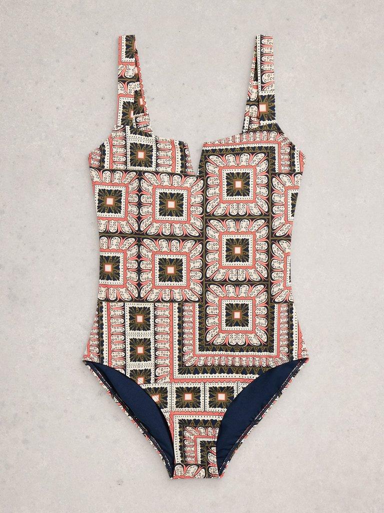 Womens Gabrielle Control Swimsuit in NAVY MULTI - FLAT FRONT