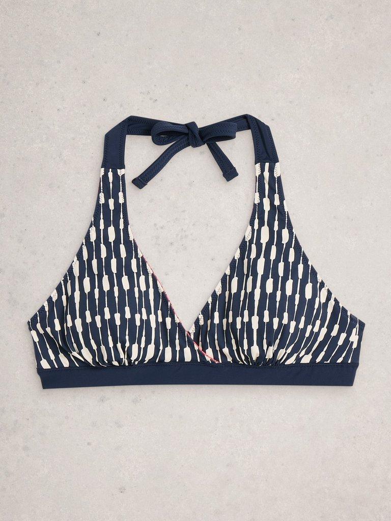 Sunshine Reversible Swim Bikini Top in NAVY MULTI - FLAT FRONT