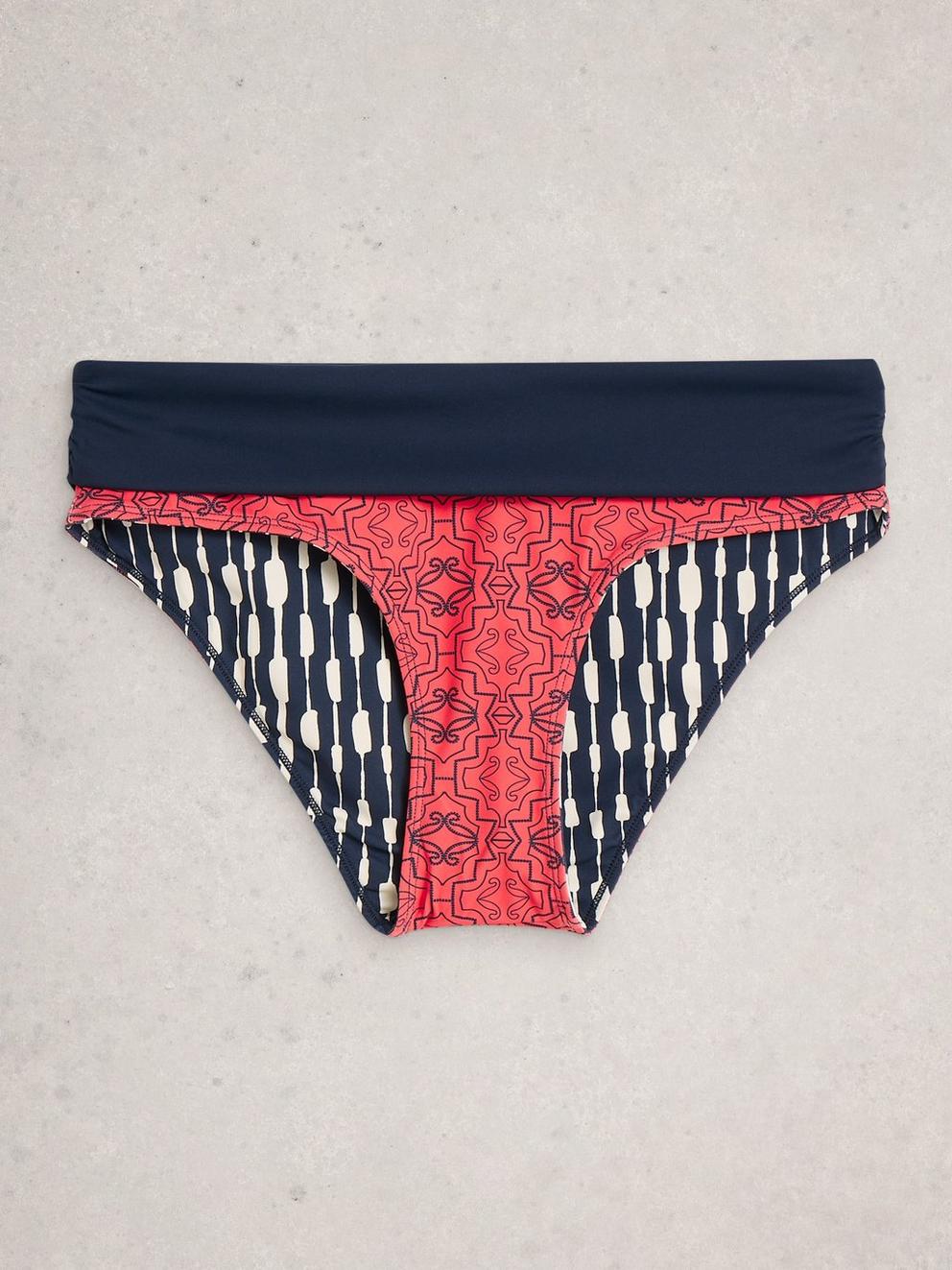 Reversible Swim Fold Down Bottom in NAVY MULTI - FLAT BACK
