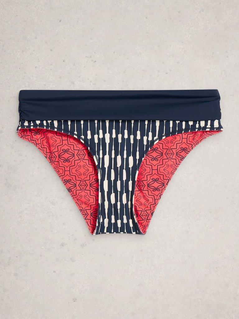 Reversible Swim Fold Down Bottom in NAVY MULTI - FLAT FRONT