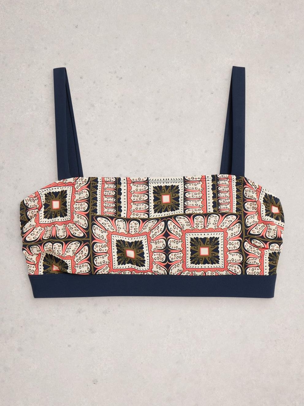 Verity Bikini Top in NAVY MULTI - FLAT FRONT