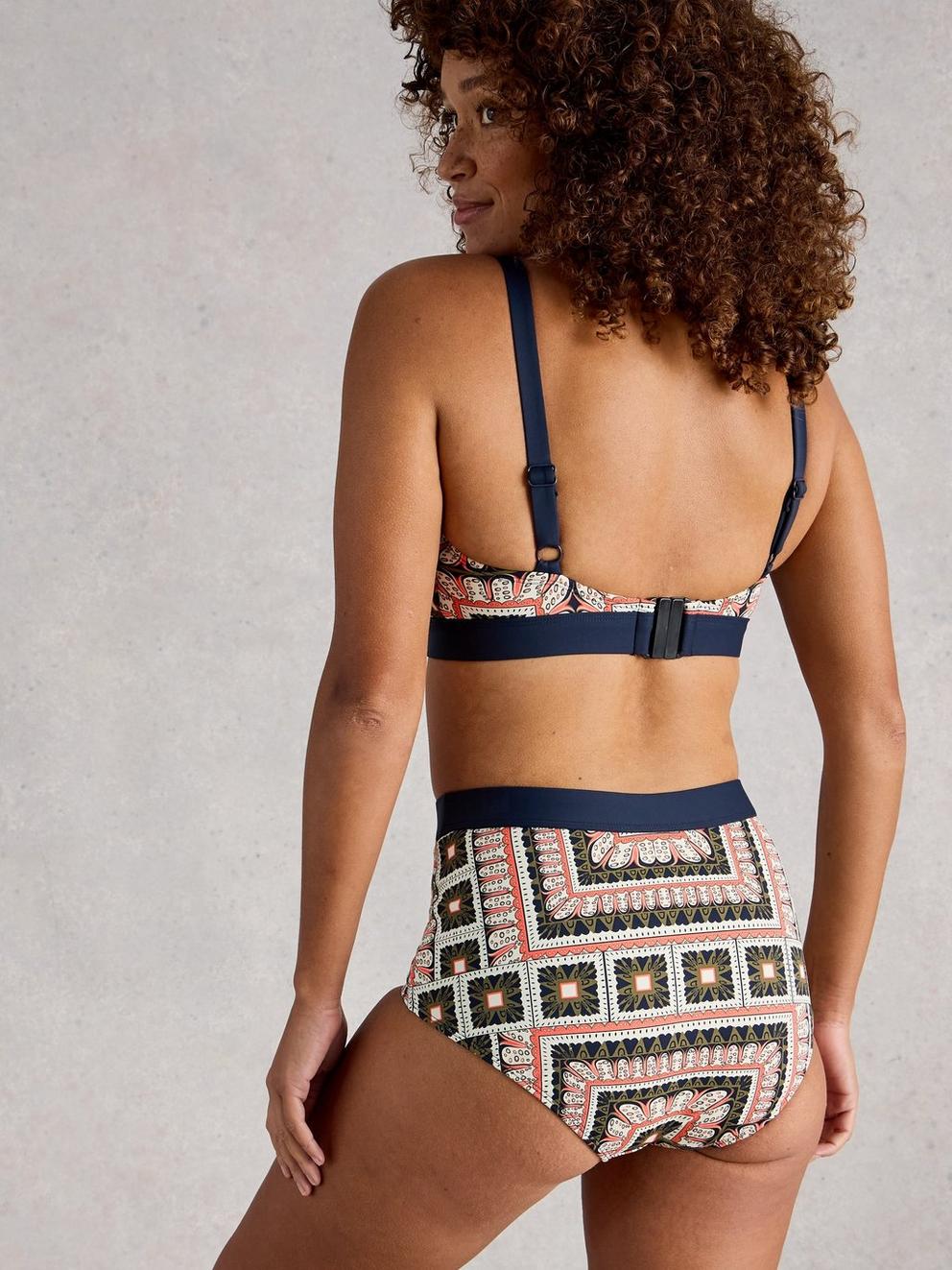 Verity Bikini Top in NAVY MULTI - MODEL BACK