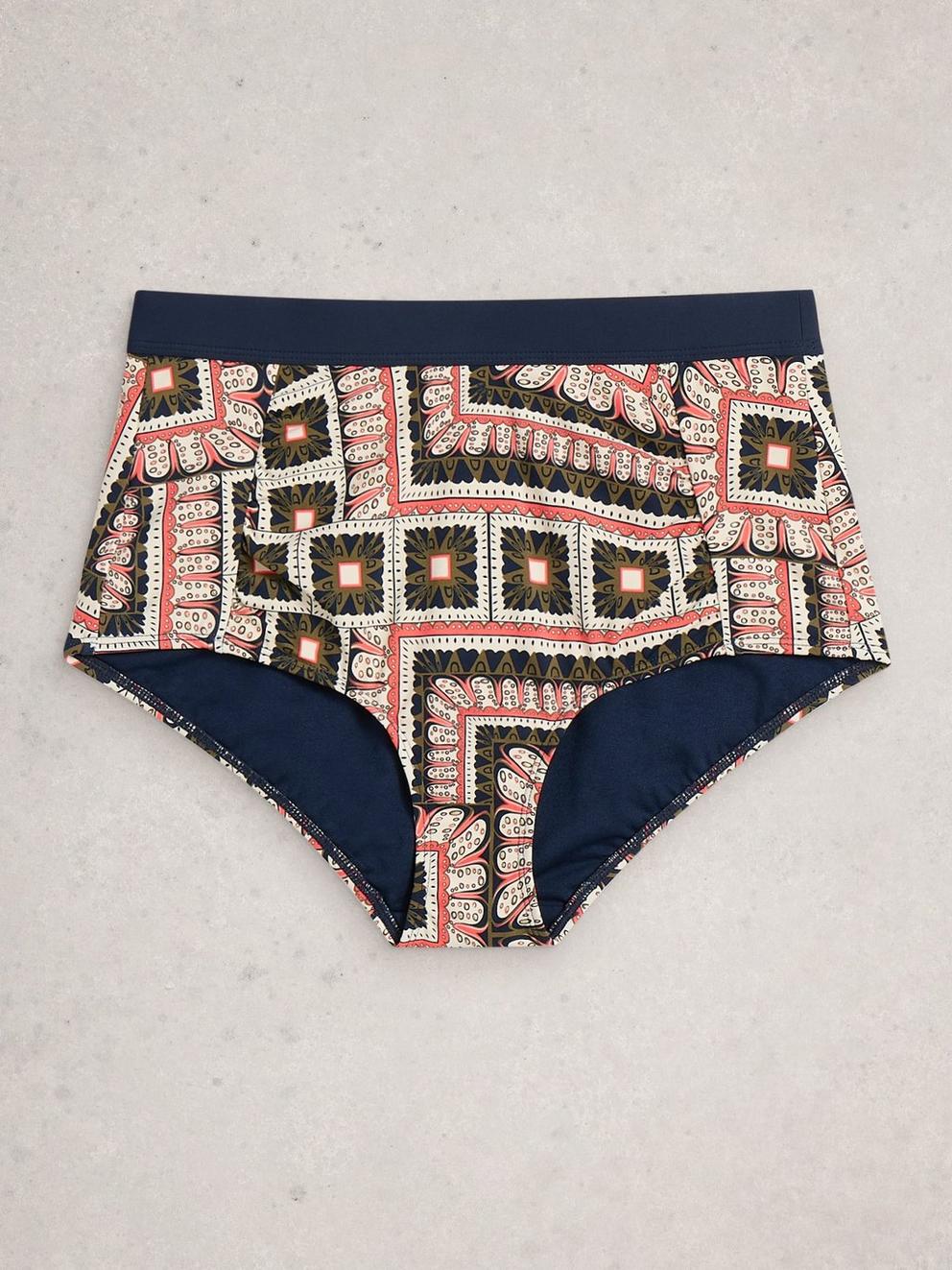 Verity Swim High Waist Bottom in NAVY MULTI - FLAT FRONT