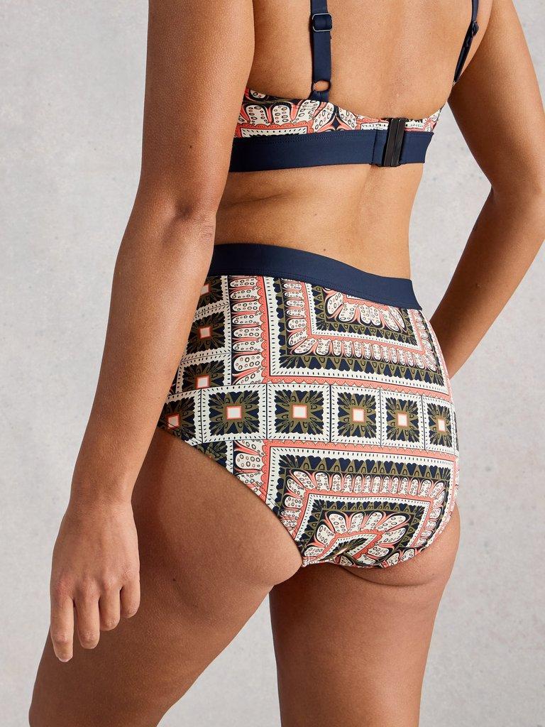 Verity Swim High Waist Bottom in NAVY MULTI - MODEL BACK