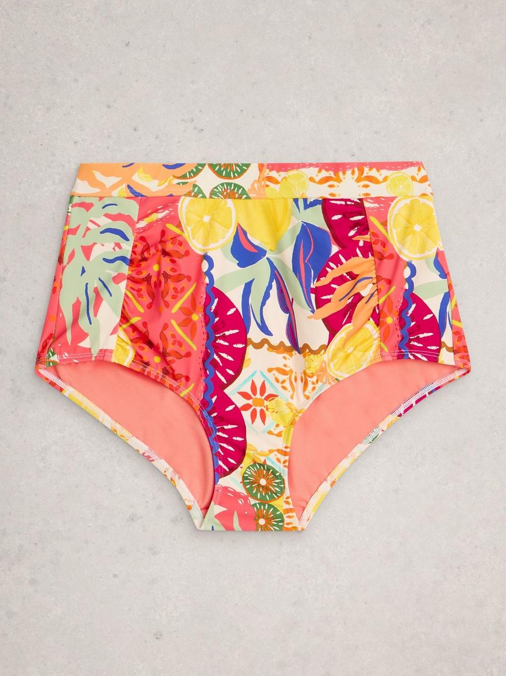 Verity Swim High Waist Bottom in PINK MLT - FLAT FRONT