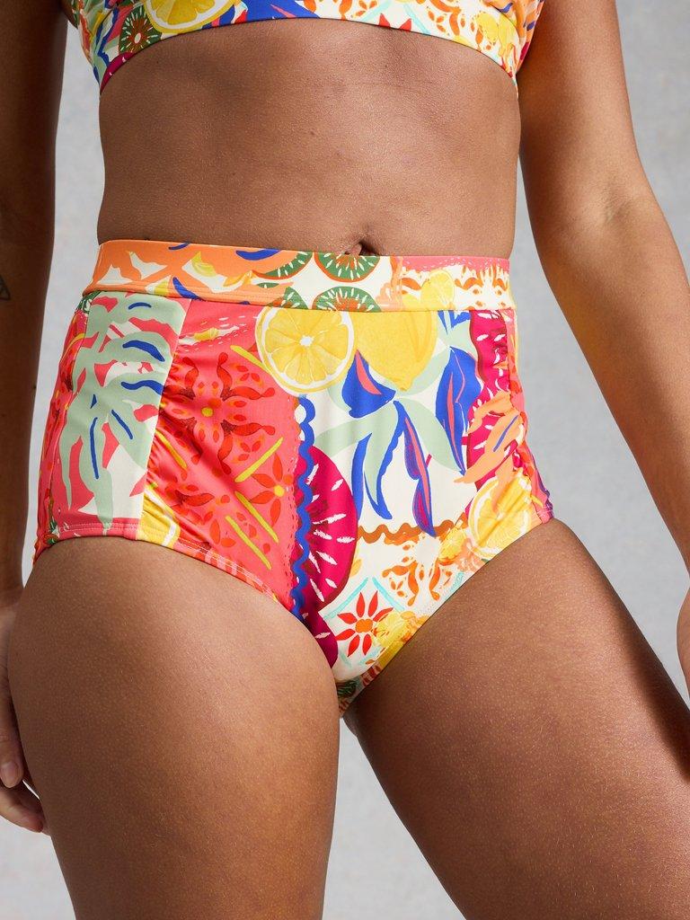 Verity Swim High Waist Bottom in PINK MLT - MODEL DETAIL