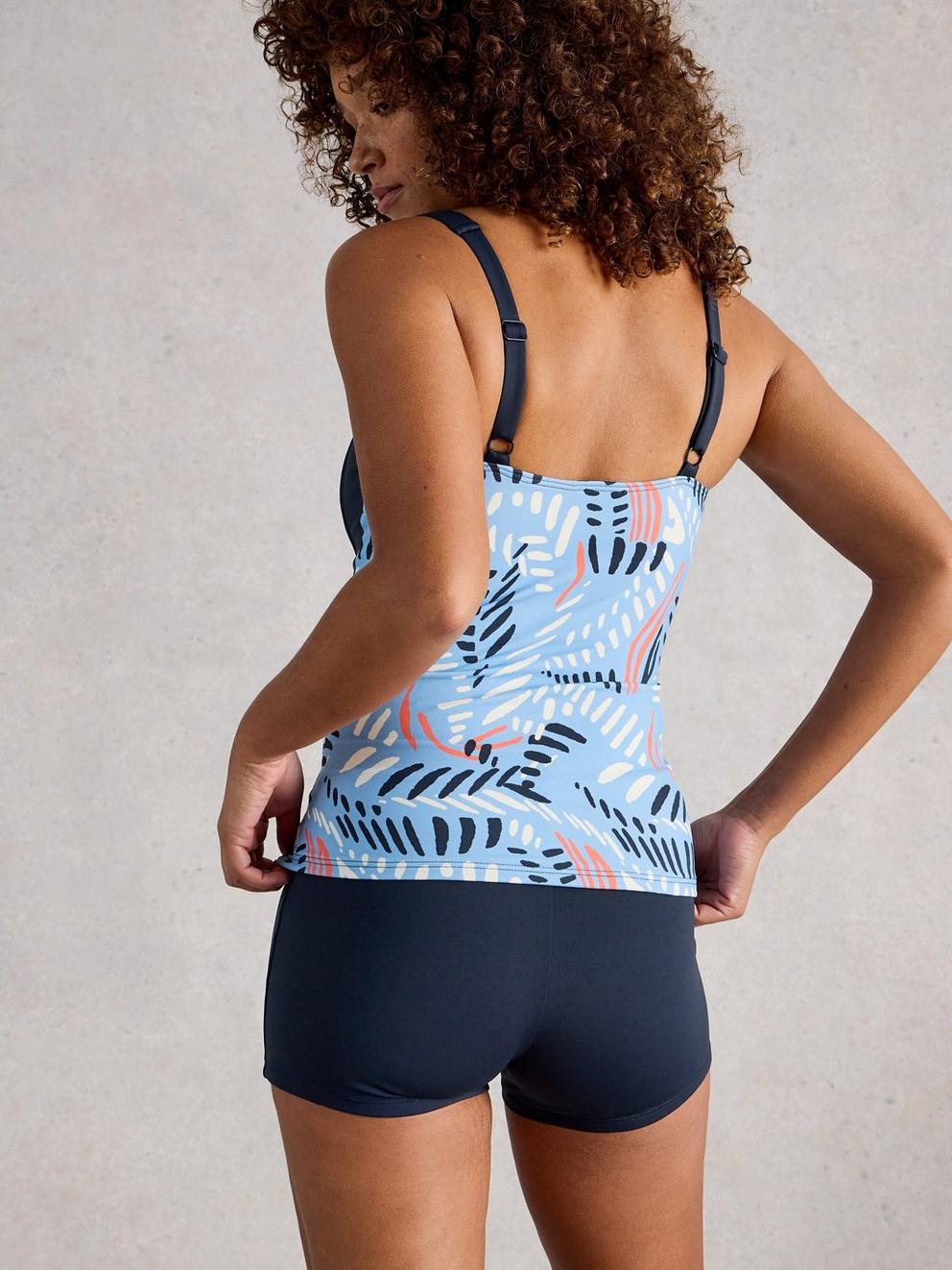 Splash Control Tankini Top in BLUE MLT - MODEL BACK