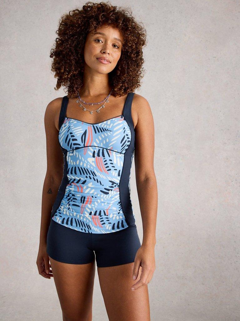 Splash Control Tankini Top in BLUE MLT - MODEL DETAIL