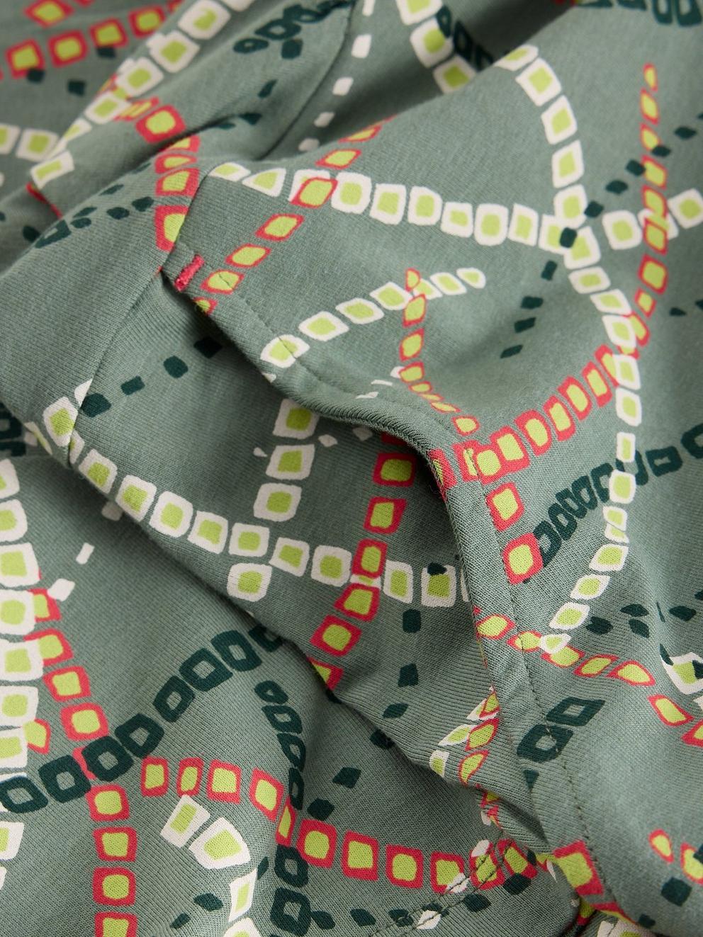 Olivia Print Jersey Dress in GREEN MLT - FLAT DETAIL