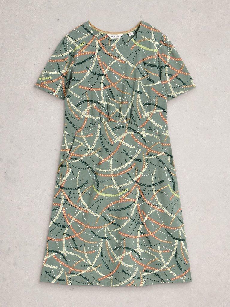 Olivia Print Jersey Dress in GREEN MLT - FLAT FRONT