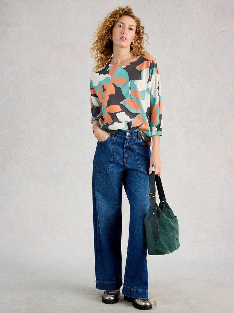 DEMI CREW NECK DOLMAN TOP in GREY PR - MODEL FRONT