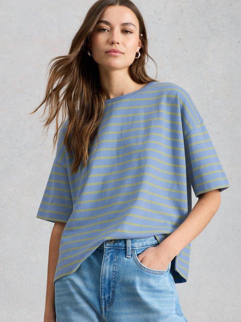 KAT STRIPE TEE in BLUE MLT - LIFESTYLE