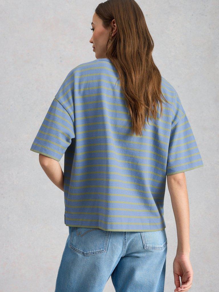 KAT STRIPE TEE in BLUE MLT - MODEL BACK