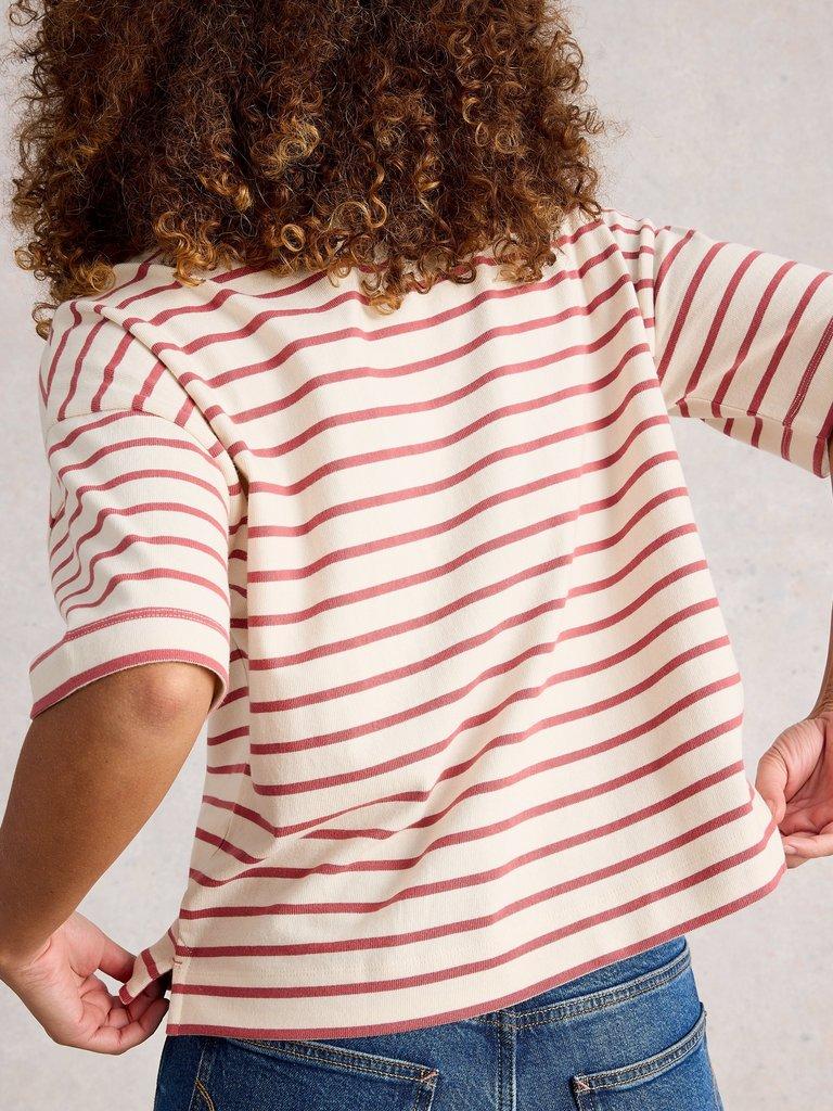 KAT STRIPE TEE in IVORY MLT - MODEL BACK