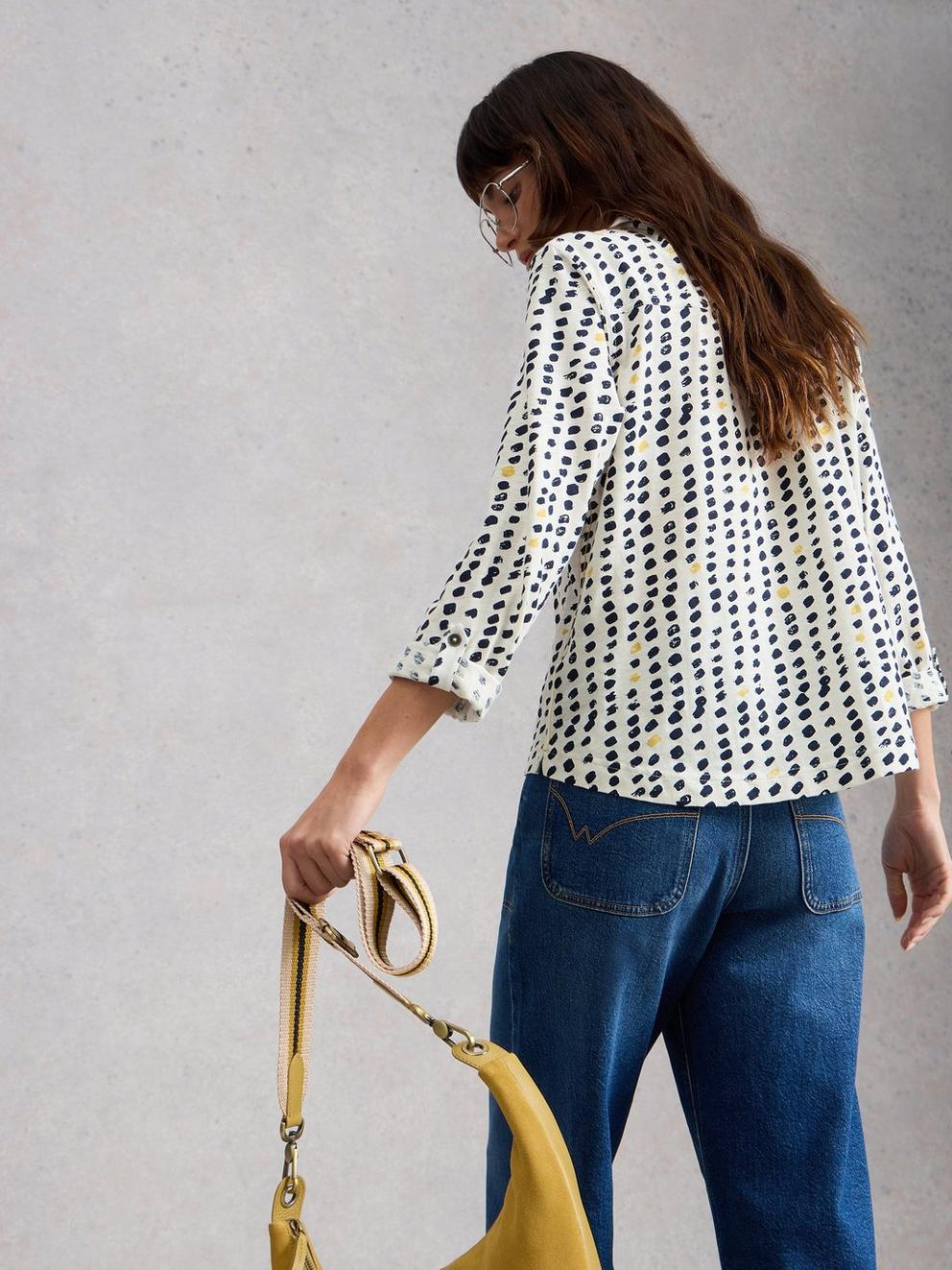 ALLIE JERSEY SHIRT in IVORY PR - MODEL BACK