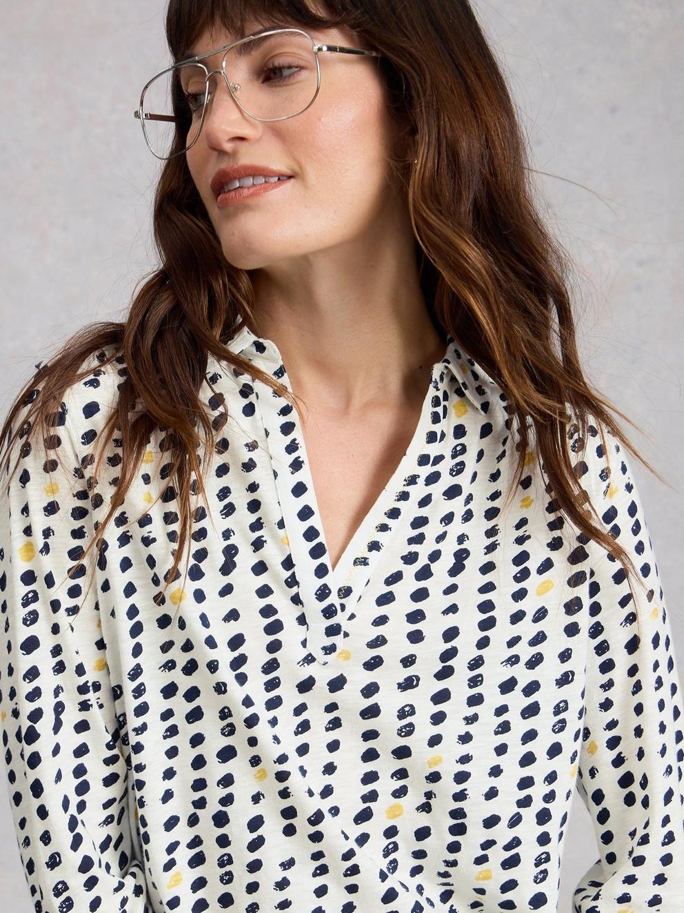 ALLIE JERSEY SHIRT in IVORY PR - MODEL DETAIL