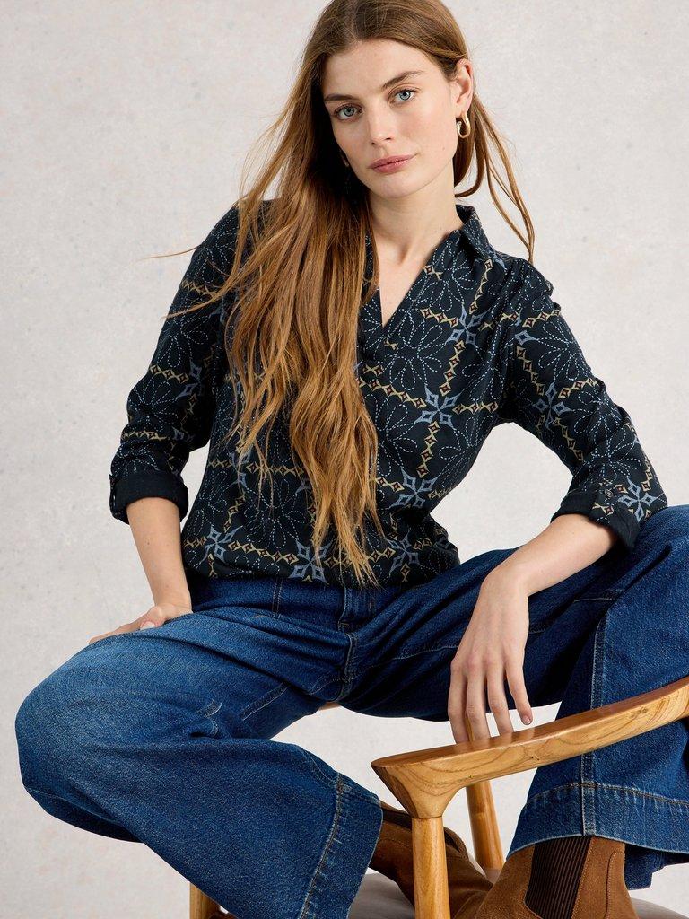 ALLIE JERSEY SHIRT in NAVY PR - LIFESTYLE